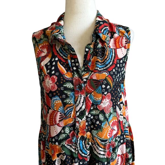 Margaux Riviera Multicolor Batik Collared Maxi Dress Women's Size Medium | 21-15 - Picture 3 of 7